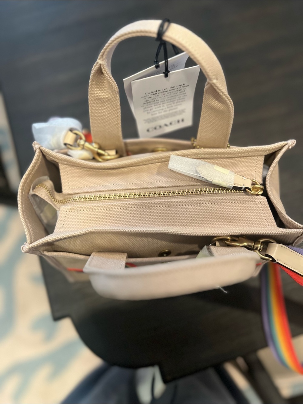 NWT Coach Rainbow Canvas Cargo Tote 26 - Picture 6 of 10